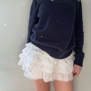 Aritzia White Ruffled Mini Skirt